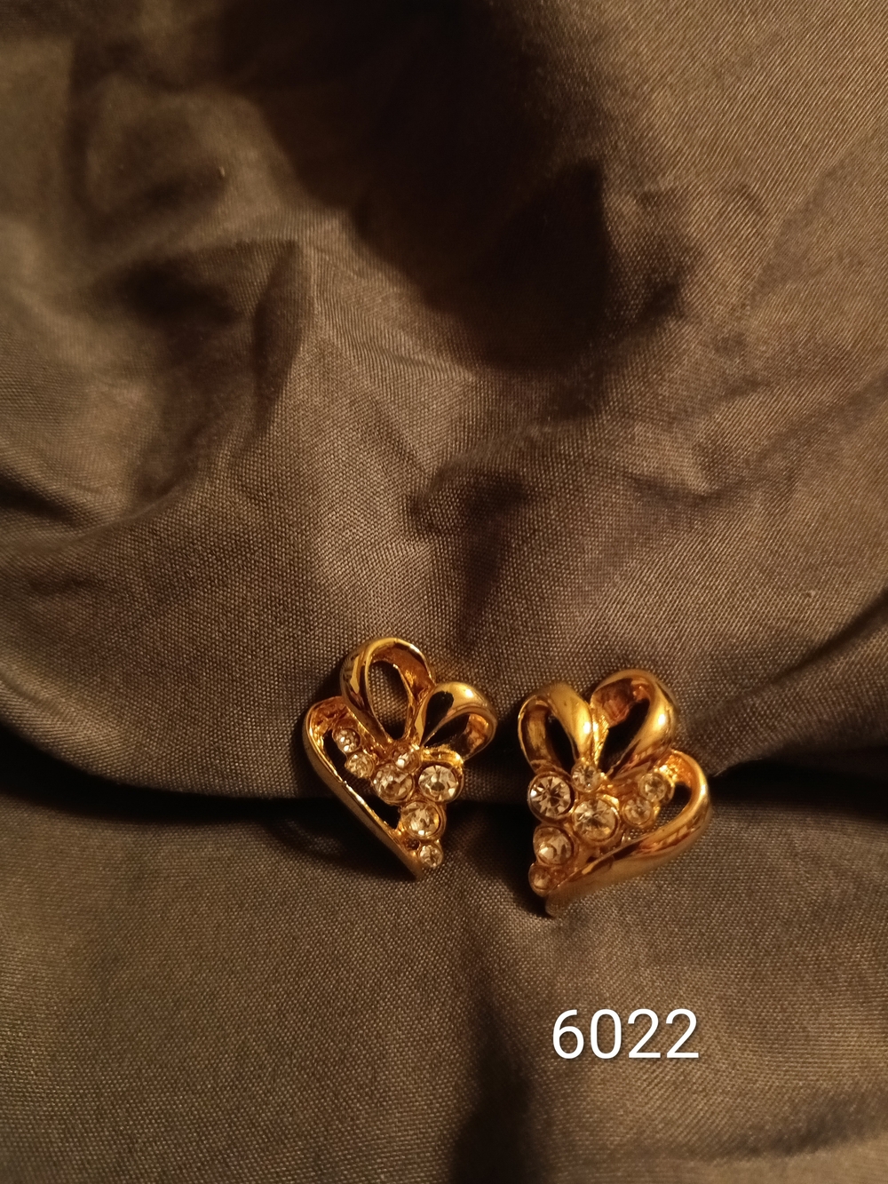Gold Heart Crystal Cluster Earrings